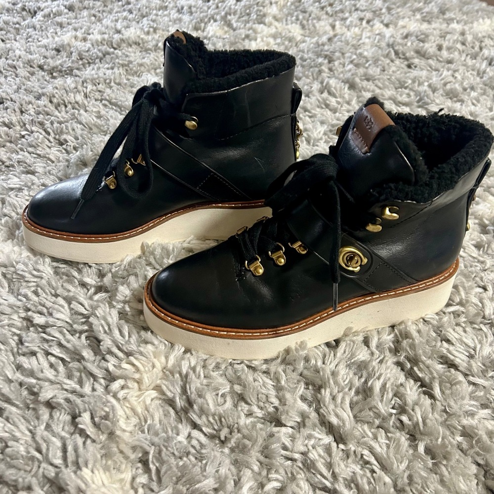 Coach Urban Hiker Shealing Boot In Black‎ Leather sz 7.5 - Picture 4 of 7